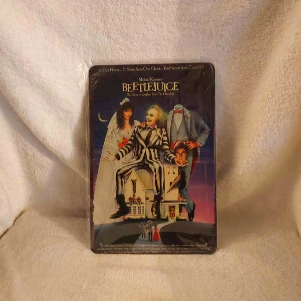 Beetlejuice tin sign